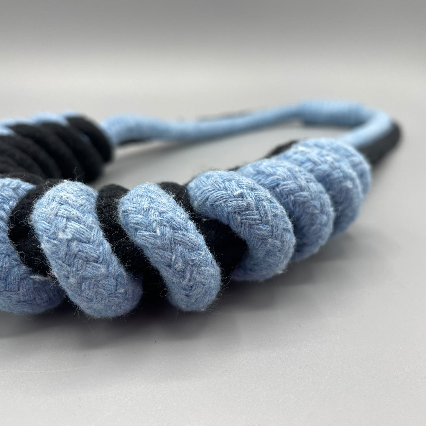 Chunky Cotton Rope Macrame Necklace - Black & Light Blue