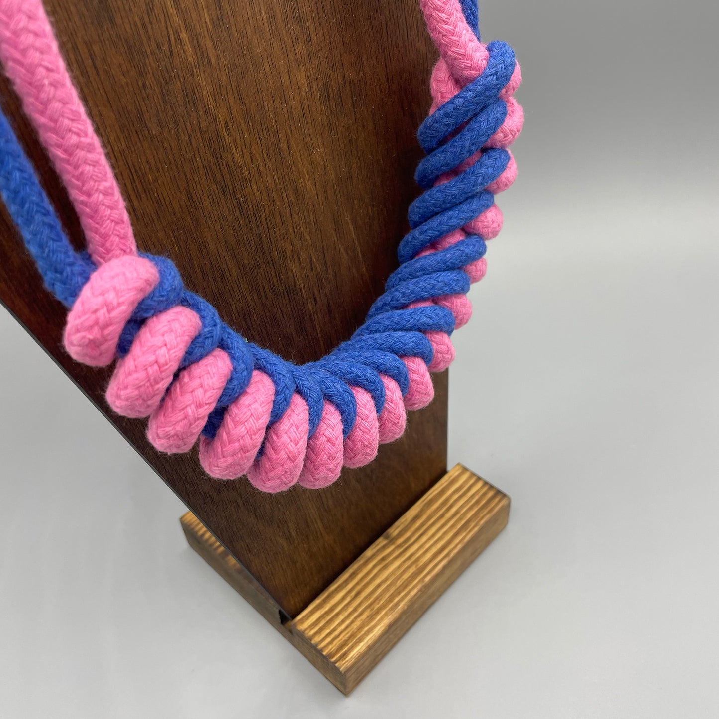 Chunky Cotton Rope Macrame Necklace - Blue & Pink