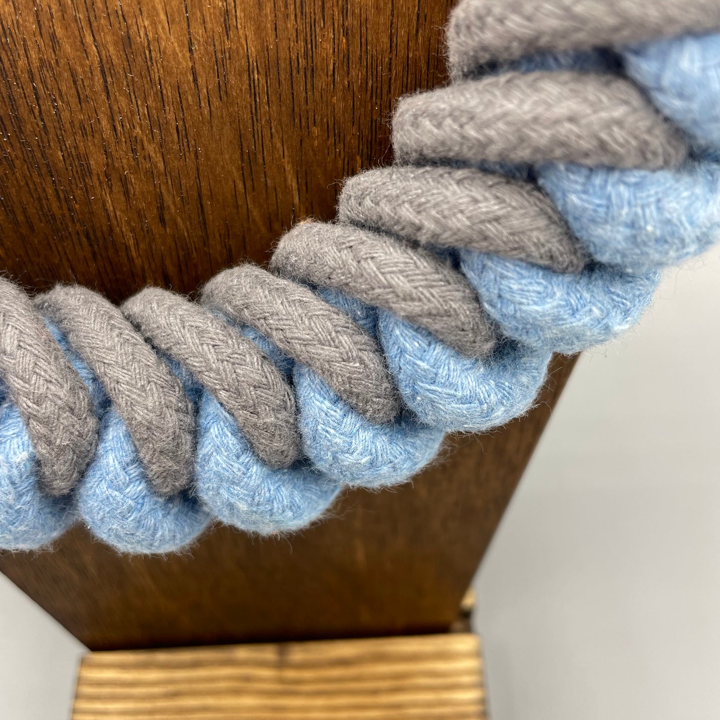 Chunky Cotton Rope Macrame Necklace - Grey & Light Blue