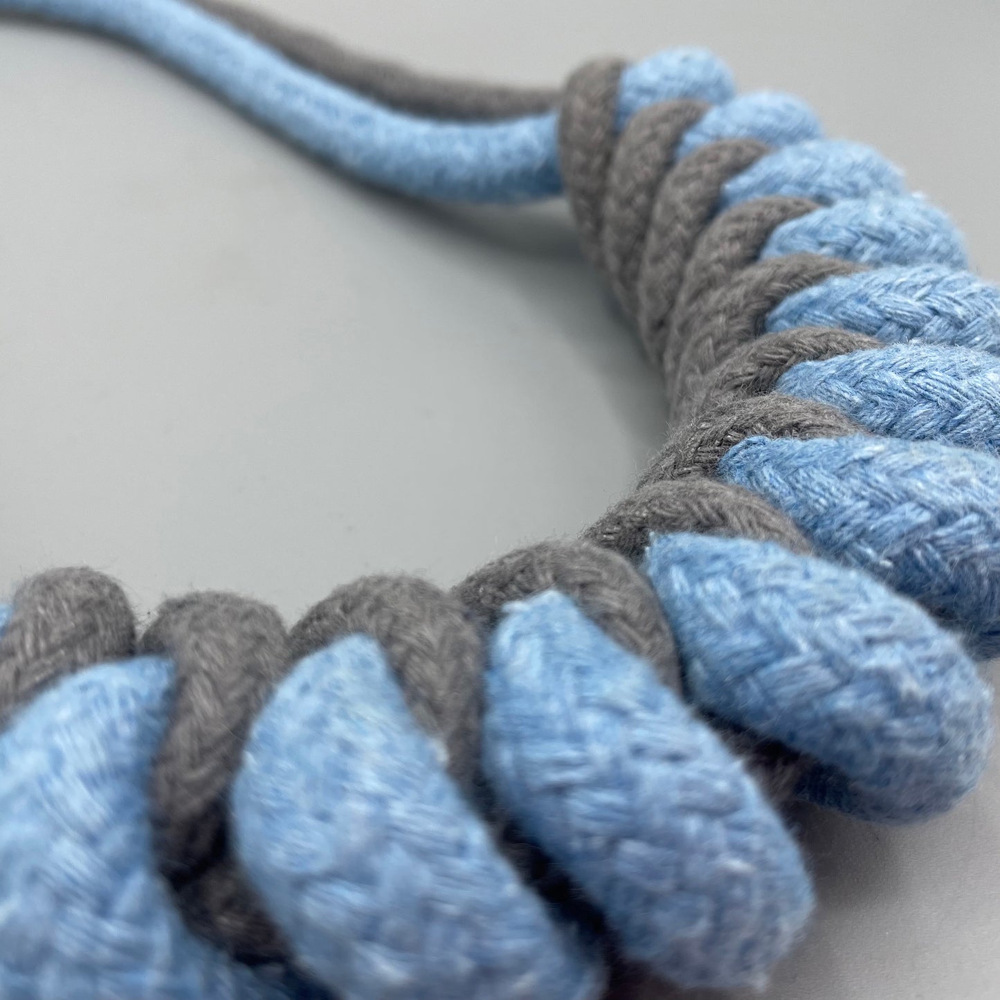 Chunky Cotton Rope Macrame Necklace - Grey & Light Blue