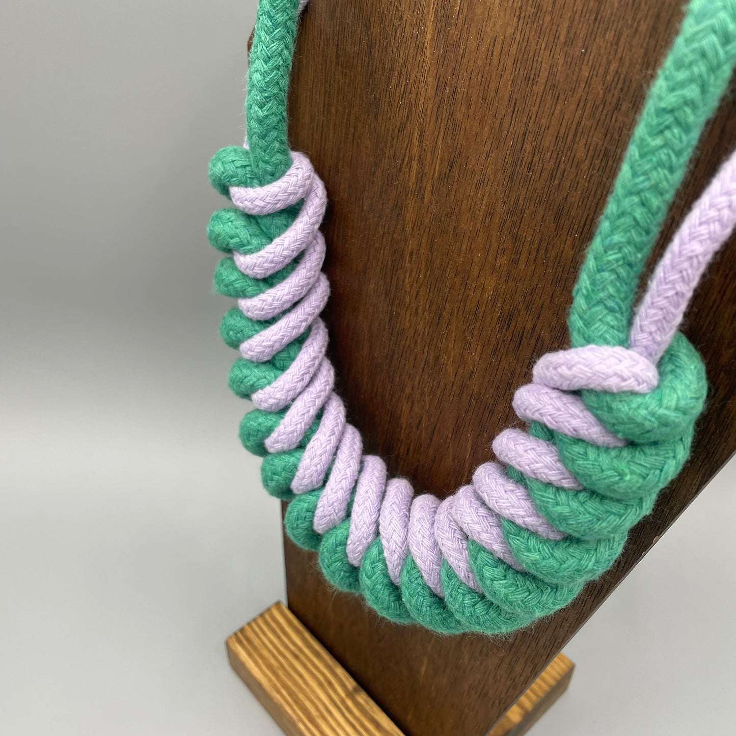 Chunky Cotton Rope Macrame Necklace - Lilac & Emerald Green