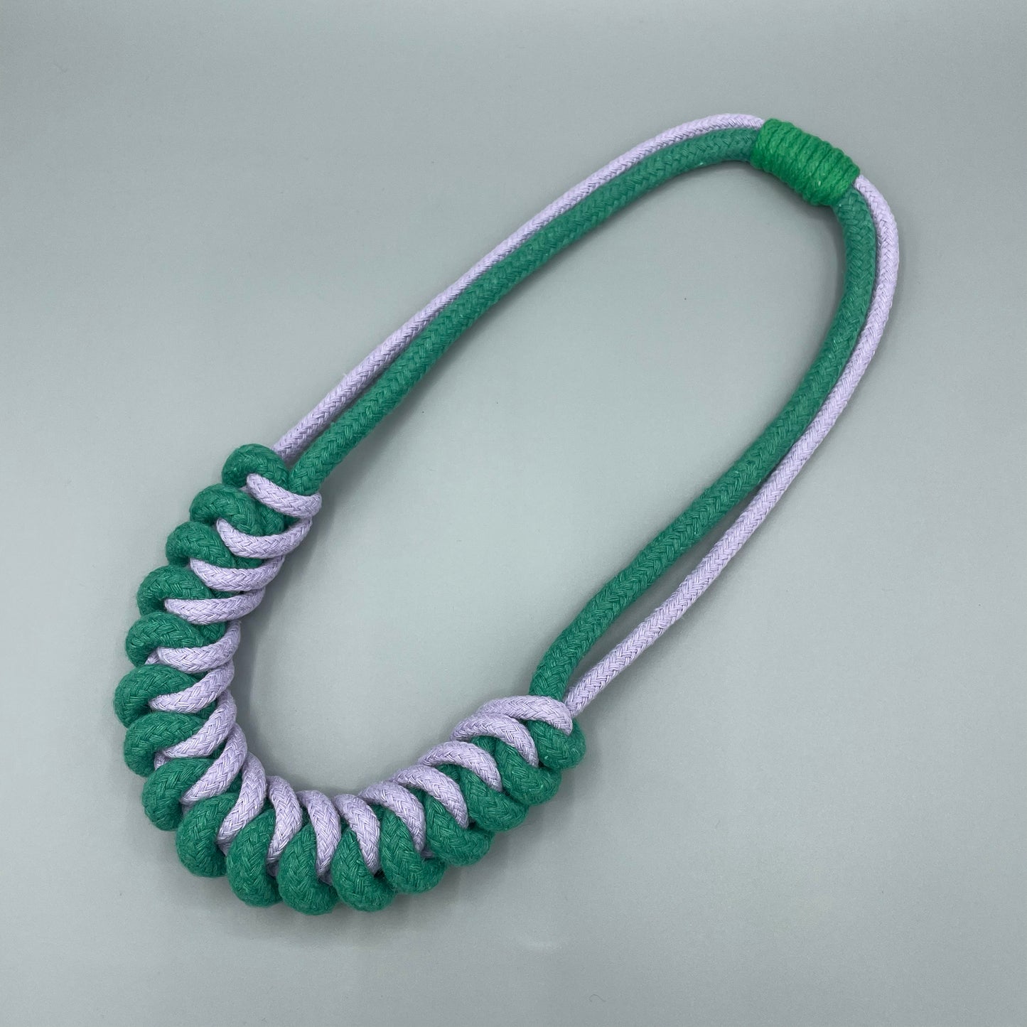 Chunky Cotton Rope Macrame Necklace - Lilac & Emerald Green