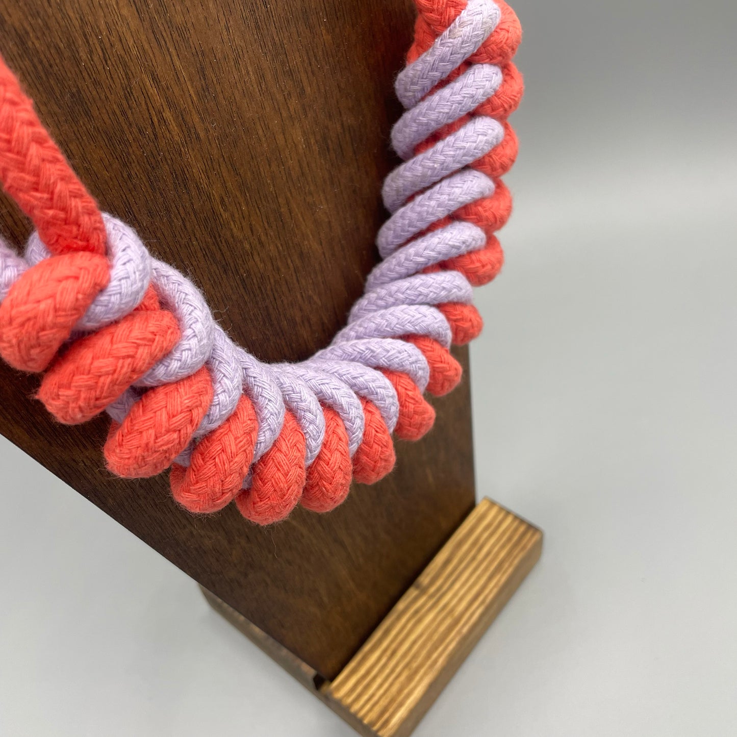 Chunky Cotton Rope Macrame Necklace - Lilac & Strawberry Red
