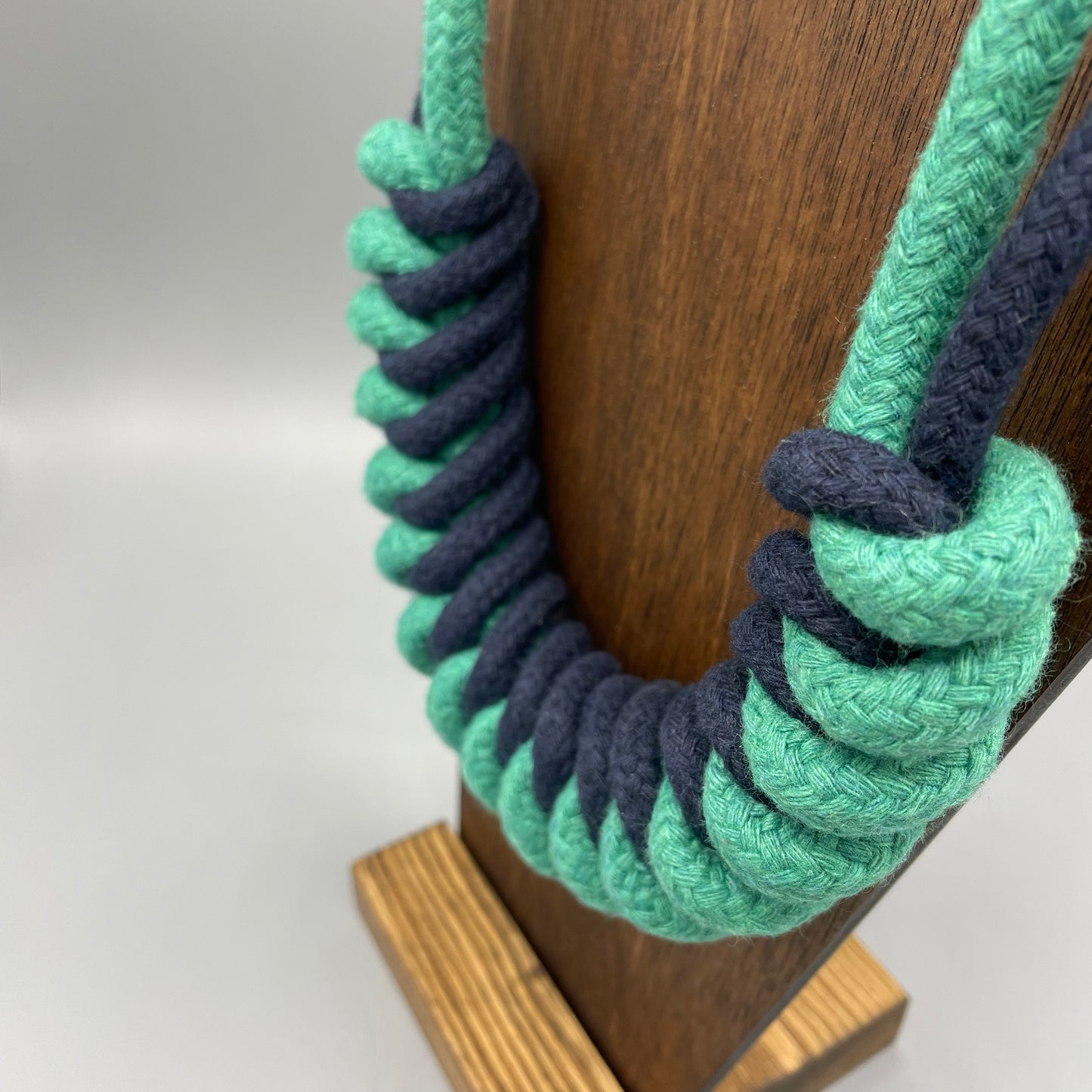 Chunky Cotton Rope Macrame Necklace - Navy & Green