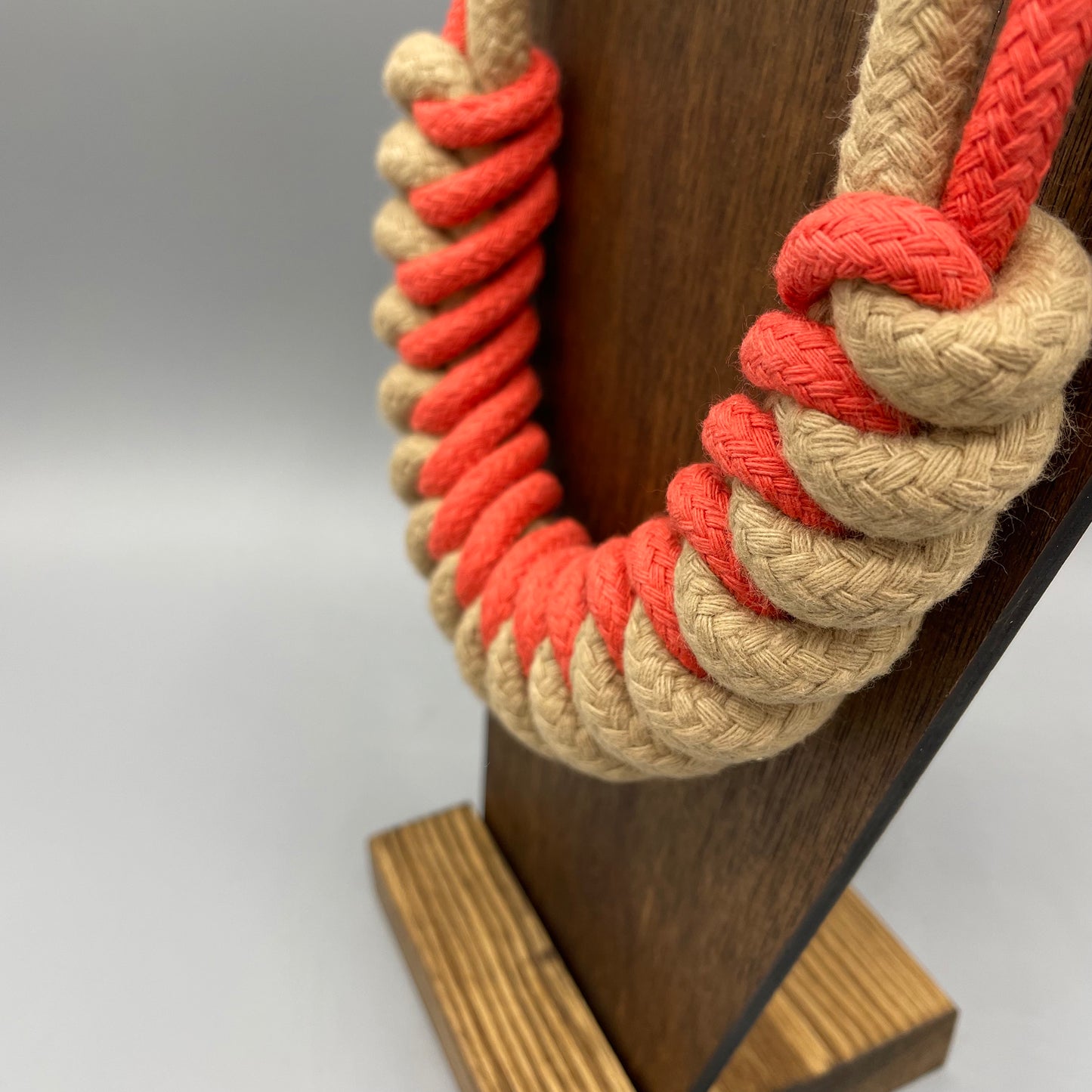 Chunky Cotton Rope Macrame Necklace - Strawberry & Beige