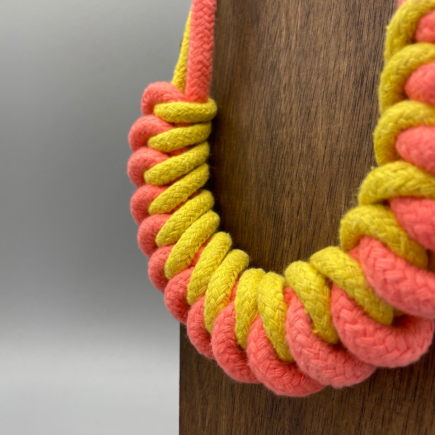 Chunky Cotton Rope Macrame Necklace - Yellow & Strawberry Red