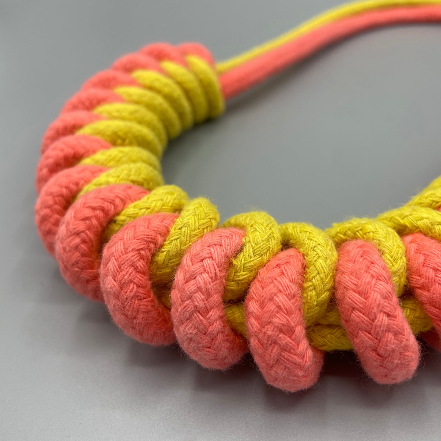 Chunky Cotton Rope Macrame Necklace - Yellow & Strawberry Red