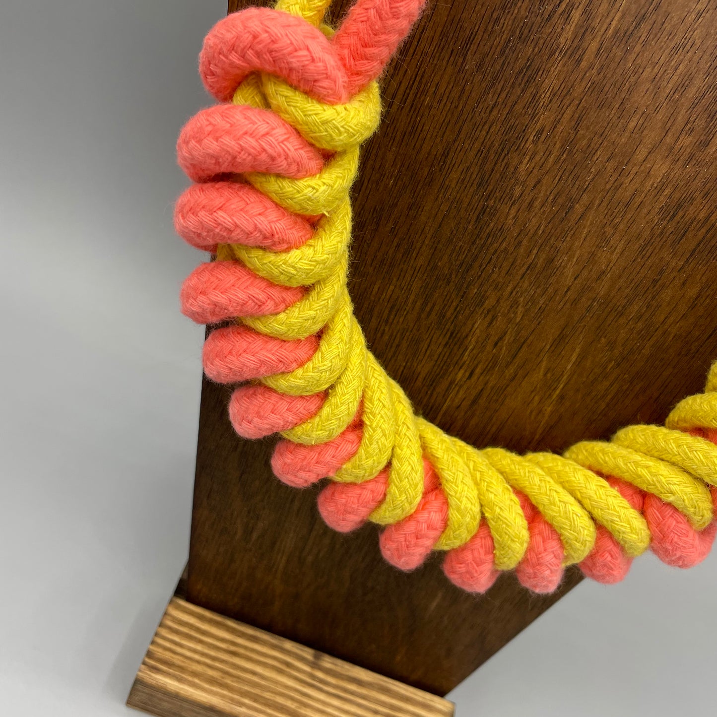 Chunky Cotton Rope Macrame Necklace - Yellow & Strawberry Red