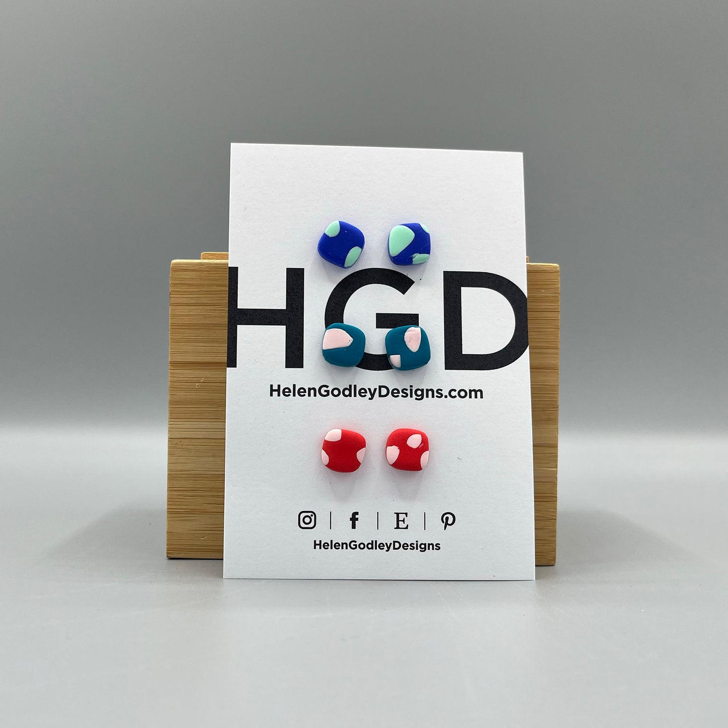 Polymer Clay Earring Studs – Confetti Round