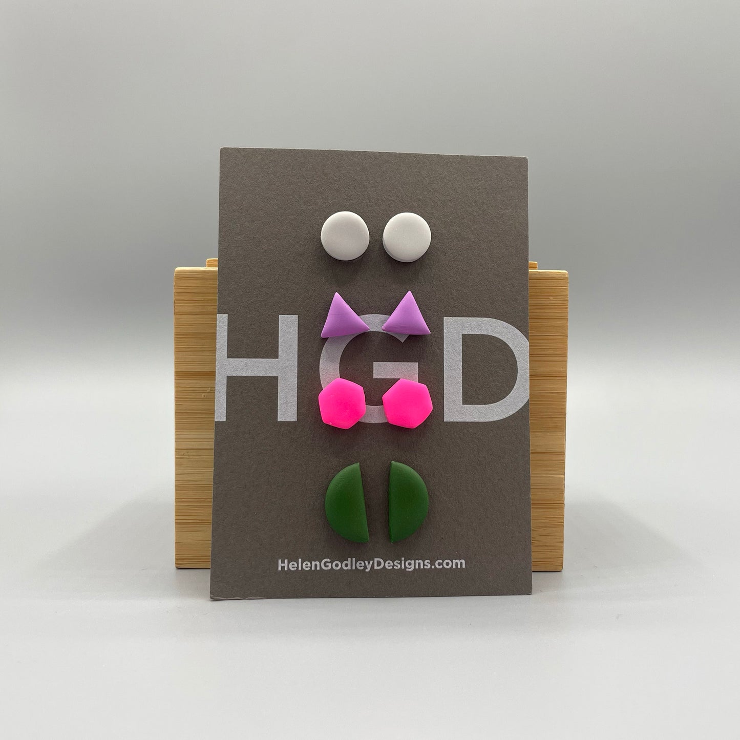 Polymer Clay Earring Studs – Geometric Shapes