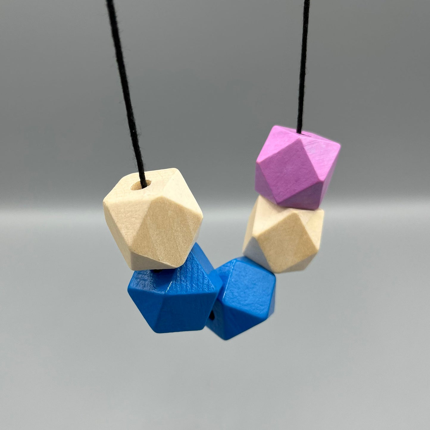 Wooden Bead Necklace – Blue & Purple
