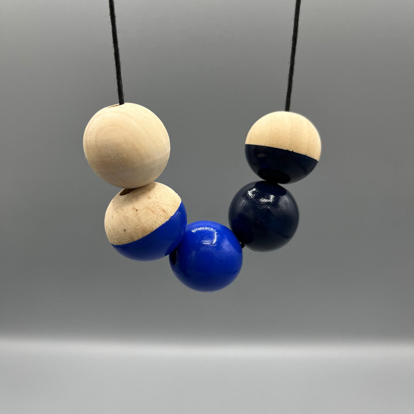 Wooden Bead Necklace – Blue & Navy