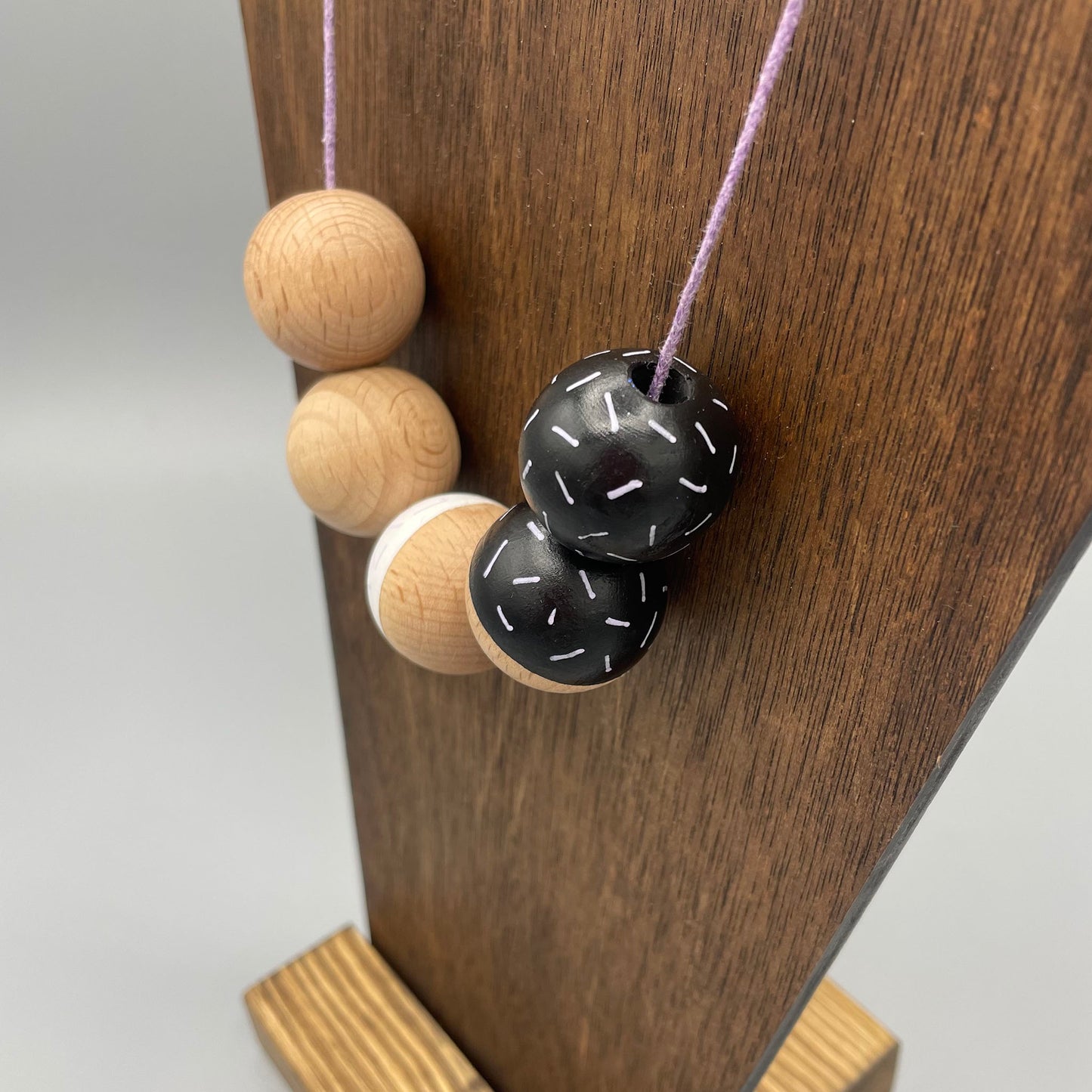 Wooden Bead Necklace – Black & White - Patterned