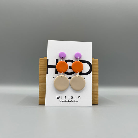 Polymer Clay Dangly Earrings - Circles