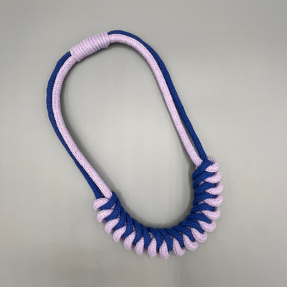 Chunky Cotton Rope Macrame Necklace - Blue & Lilac