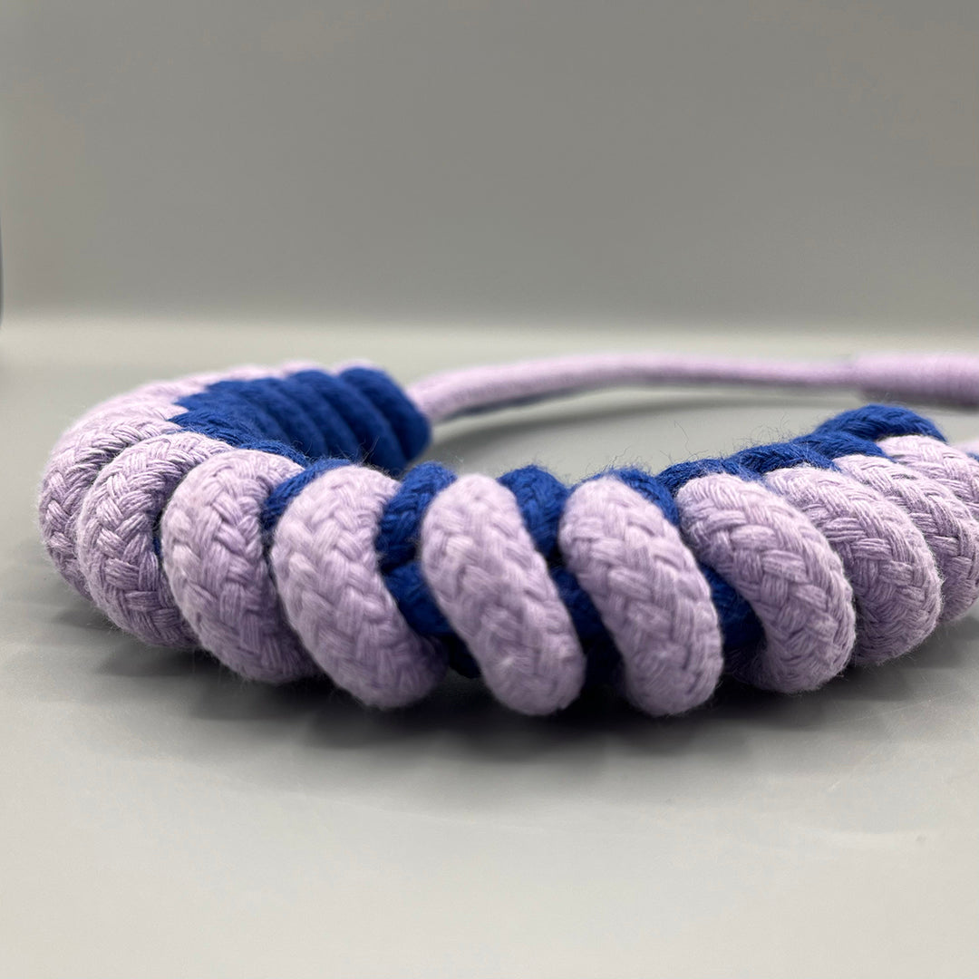 Chunky Cotton Rope Macrame Necklace - Blue & Lilac