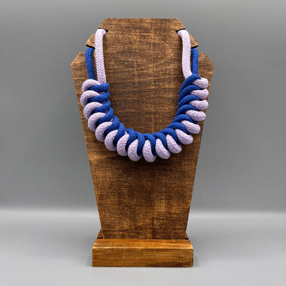 Chunky Cotton Rope Macrame Necklace - Blue & Lilac