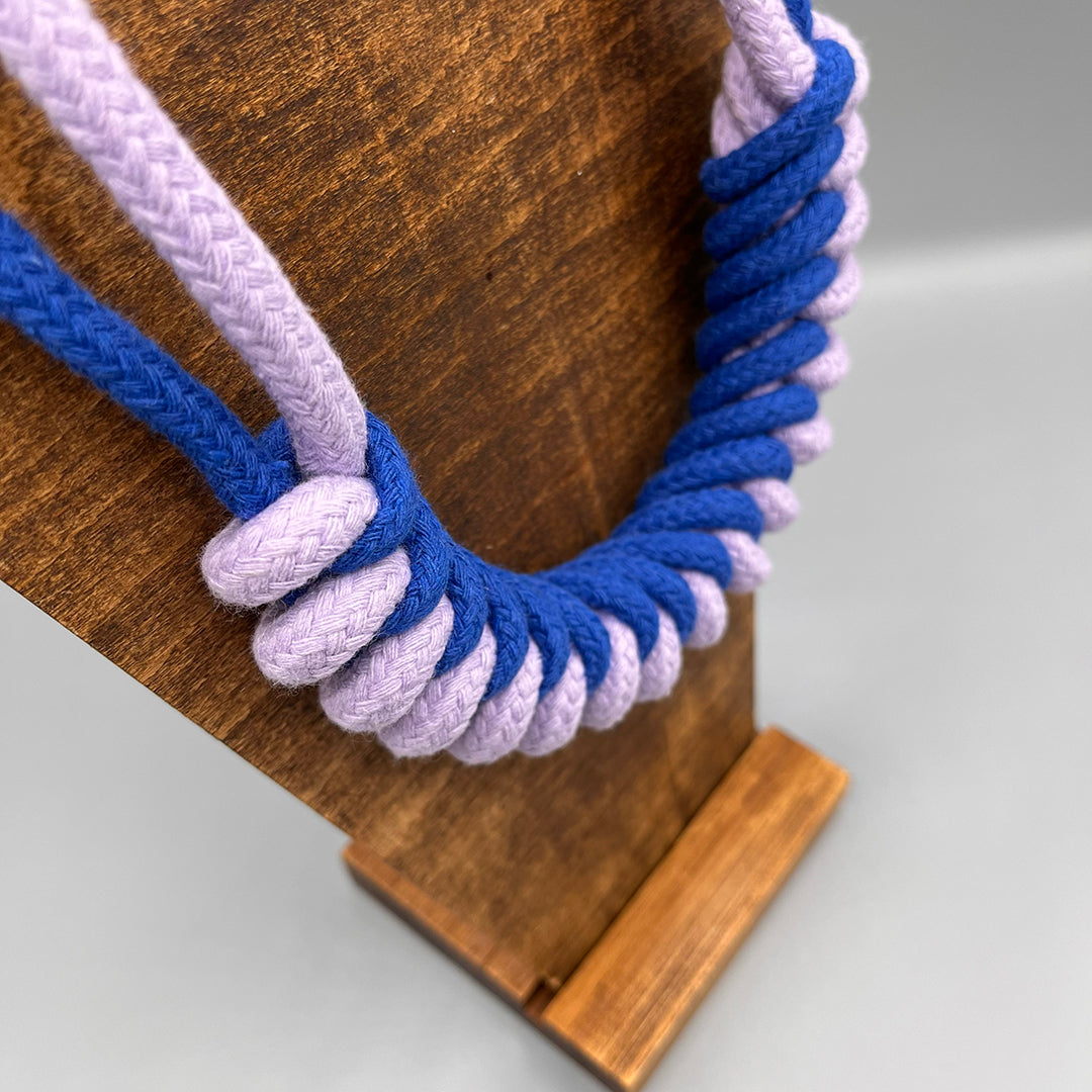 Chunky Cotton Rope Macrame Necklace - Blue & Lilac