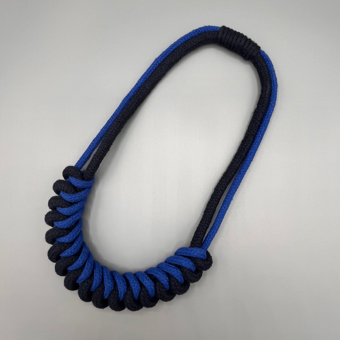 Chunky Cotton Rope Macrame Necklace - Blue & Navy