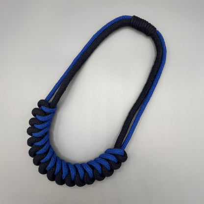 Chunky Cotton Rope Macrame Necklace - Blue & Navy