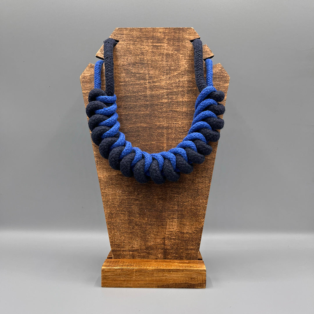 Chunky Cotton Rope Macrame Necklace - Blue & Navy