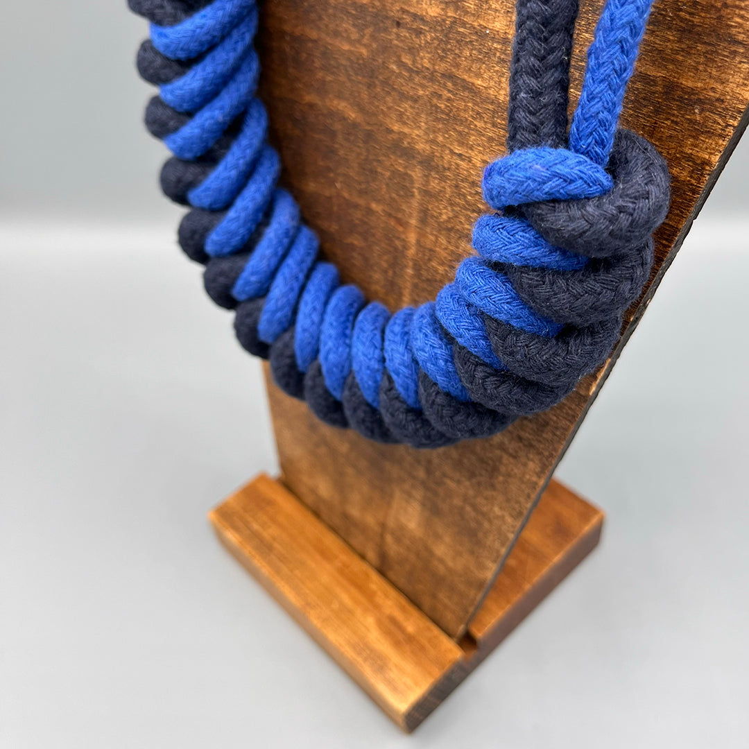 Chunky Cotton Rope Macrame Necklace - Blue & Navy