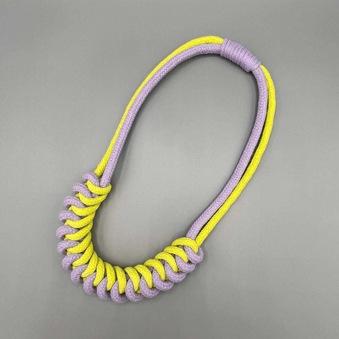 Chunky Cotton Rope Macrame Necklace - Chartreuse & Lilac