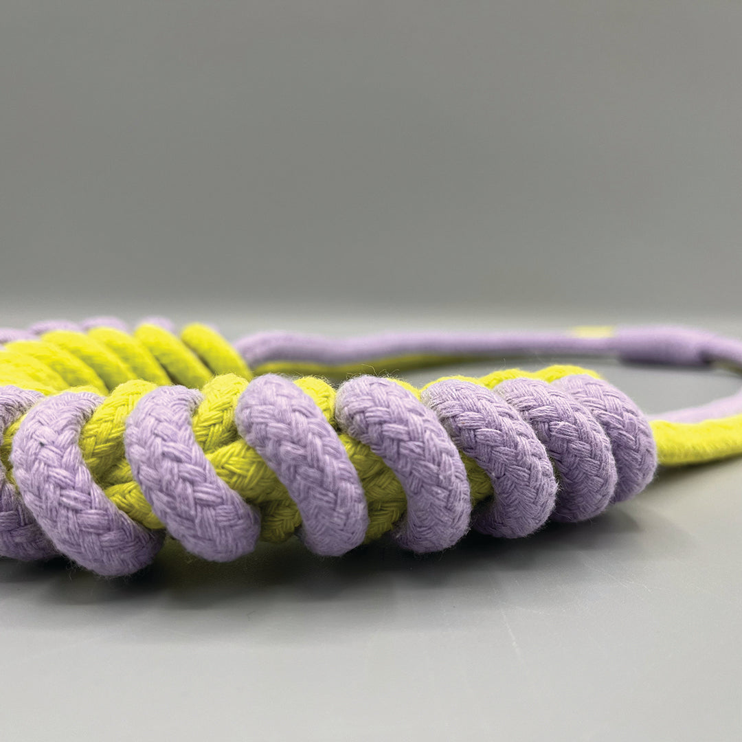 Chunky Cotton Rope Macrame Necklace - Chartreuse & Lilac