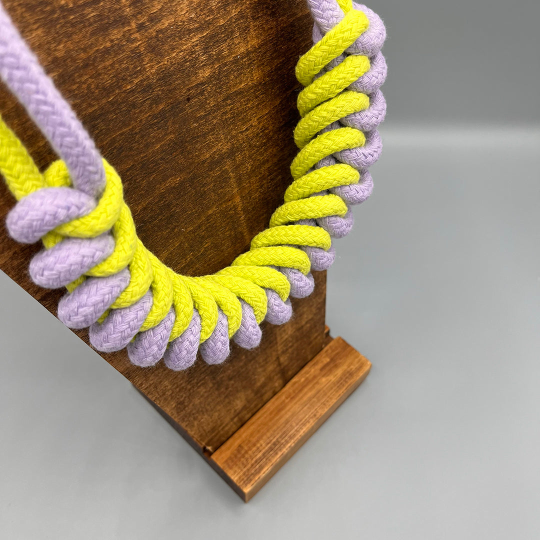 Chunky Cotton Rope Macrame Necklace - Chartreuse & Lilac