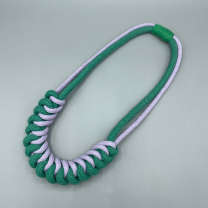 Chunky Cotton Rope Macrame Necklace - Lilac & Emerald Green