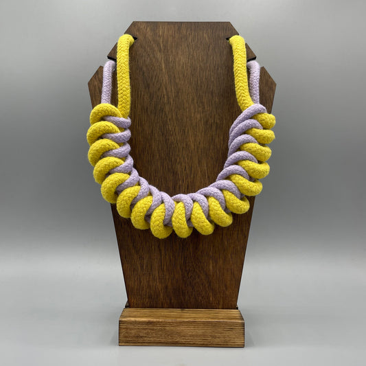 Chunky Cotton Rope Macrame Necklace - Lilac & Yellow