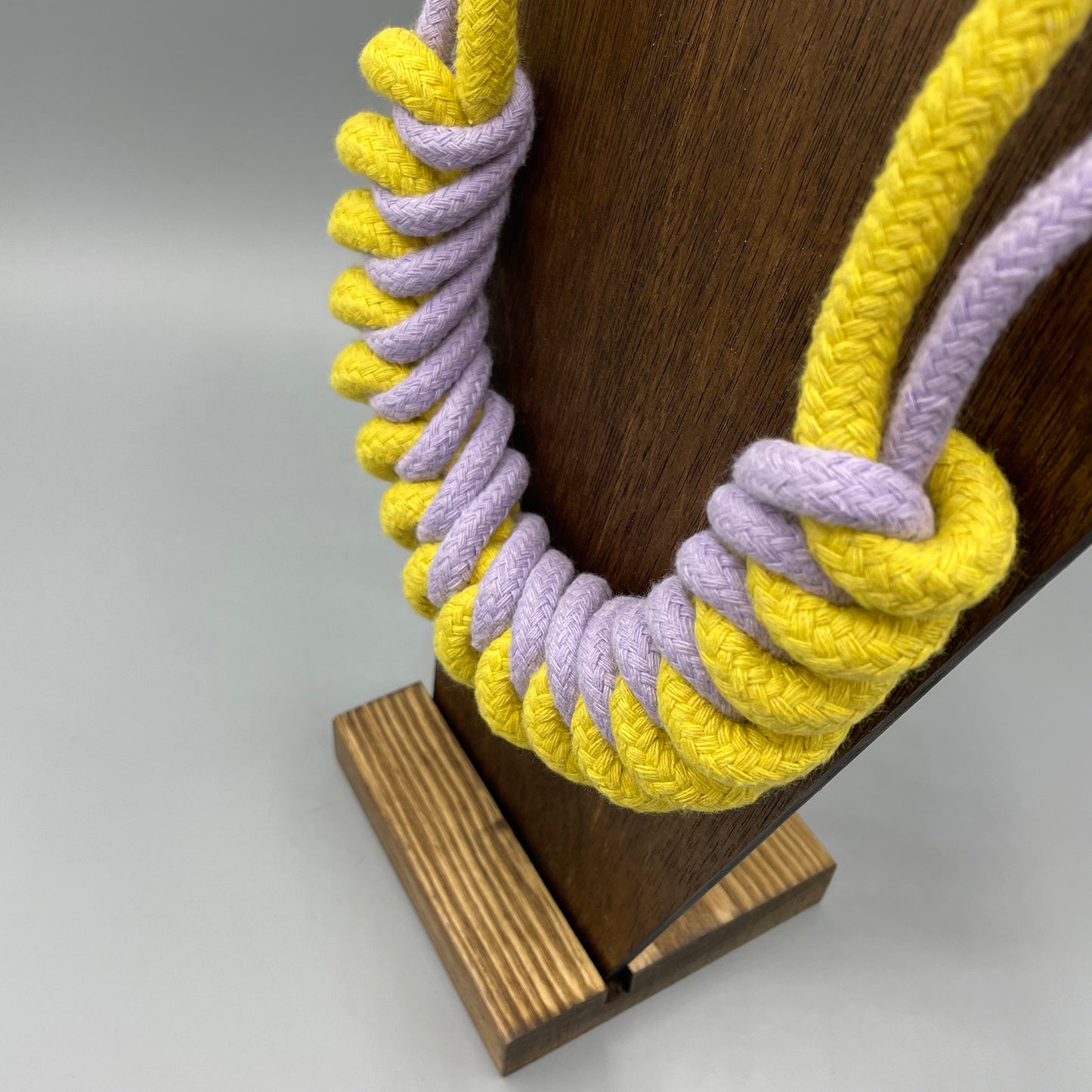 Chunky Cotton Rope Macrame Necklace - Lilac & Yellow