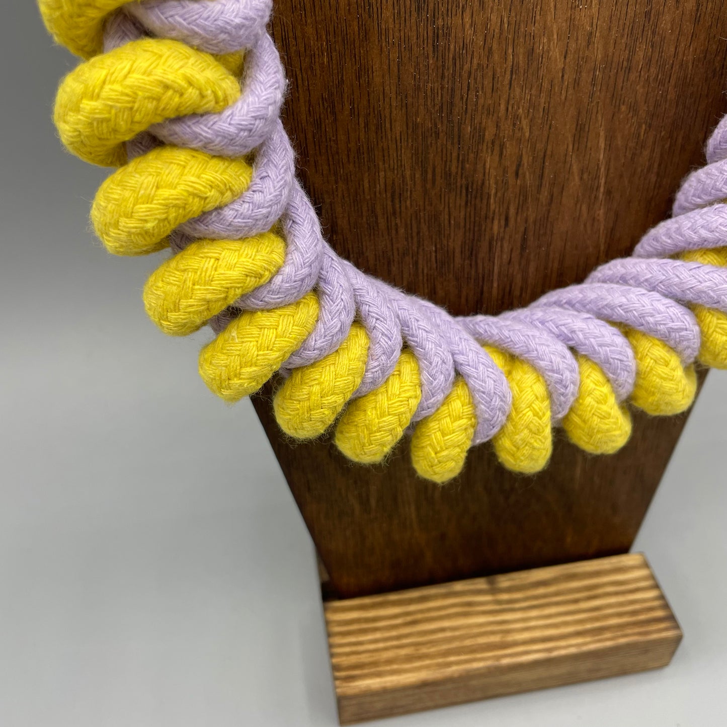 Chunky Cotton Rope Macrame Necklace - Lilac & Yellow