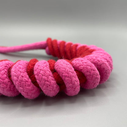 Chunky Cotton Rope Macrame Necklace - Red & Magenta