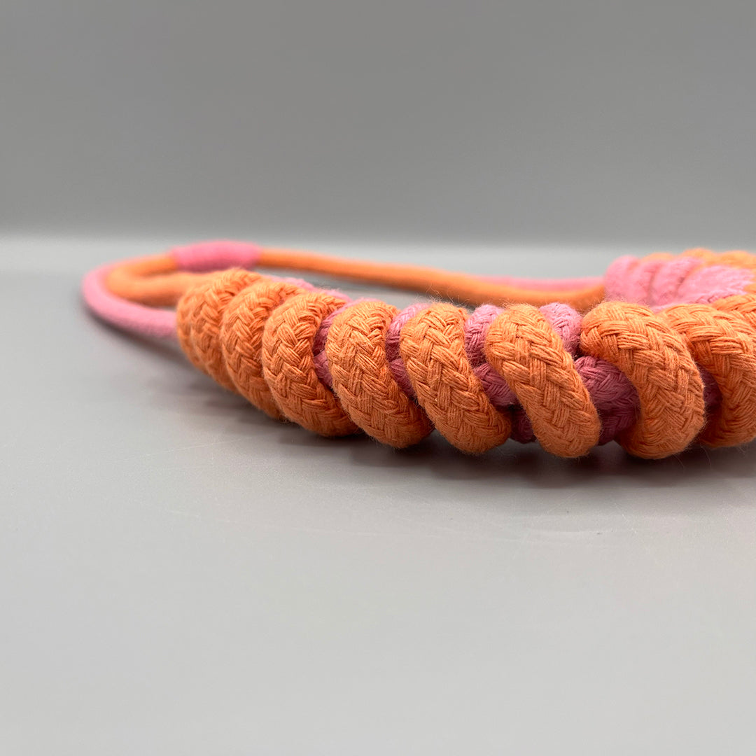 Chunky Cotton Rope Macrame Necklace - Pink & Orange