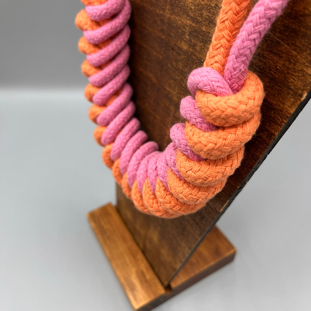 Chunky Cotton Rope Macrame Necklace - Pink & Orange