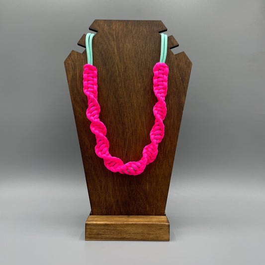 Paracord Macrame Necklace - Neon Pink & Mint