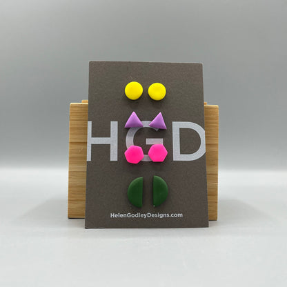 Polymer Clay Earring Studs – Geometric