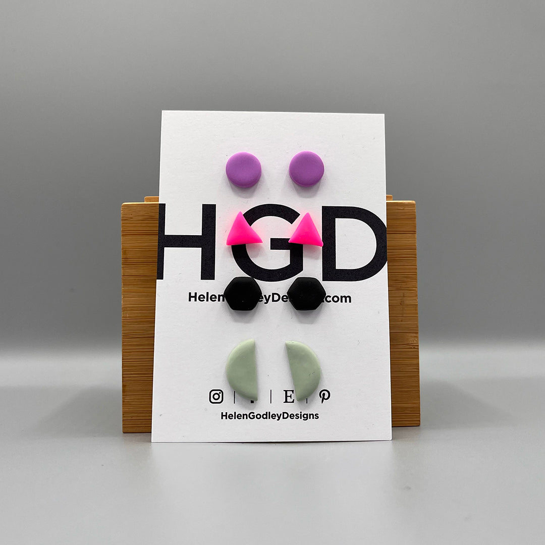 Polymer Clay Earring Studs – Geometric