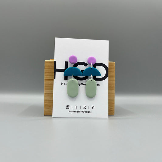Polymer Clay Dangly Earrings - Geometric