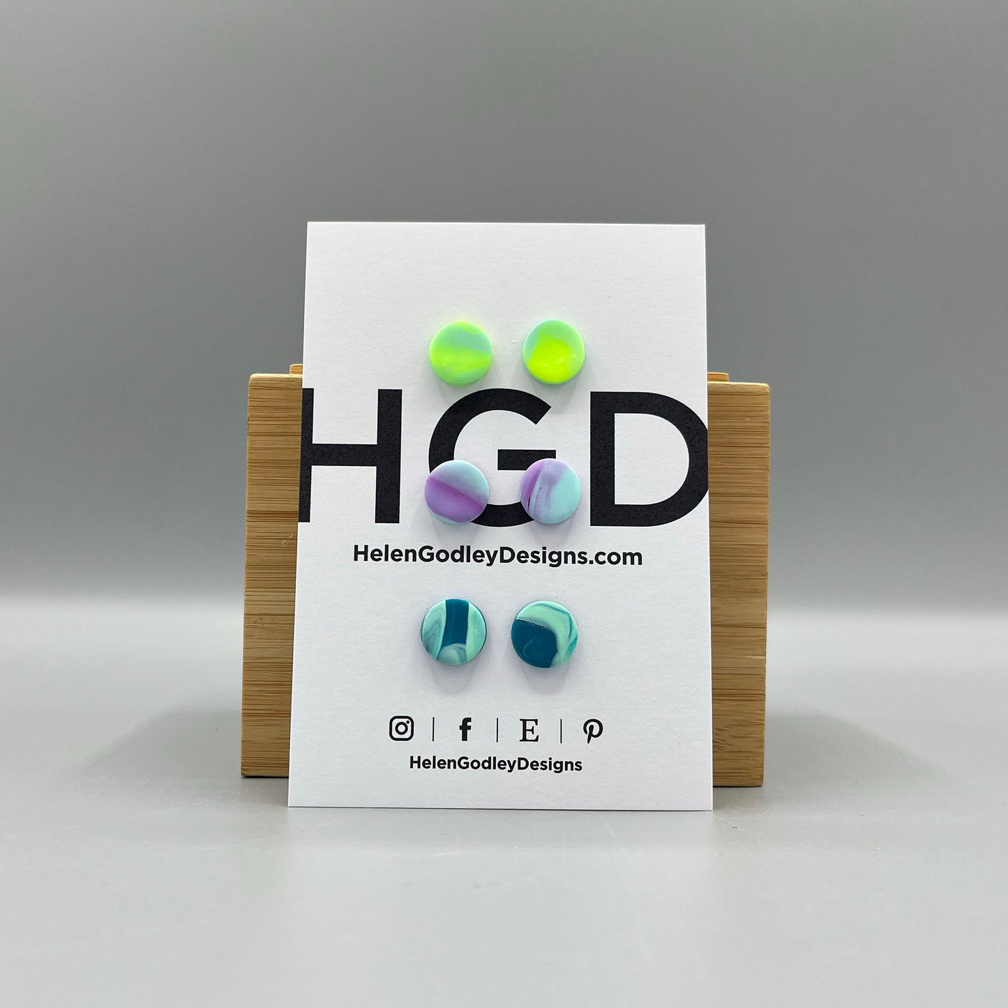 Polymer Clay Earring Studs – Marbled Round