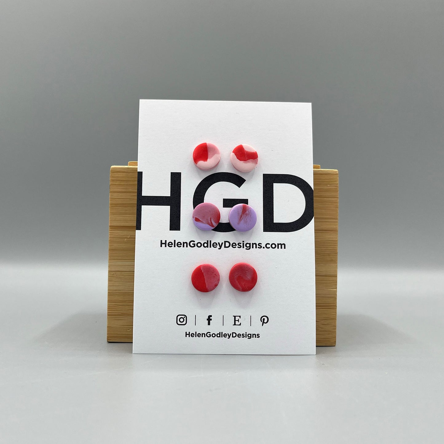 Polymer Clay Earring Studs – Marbled Round