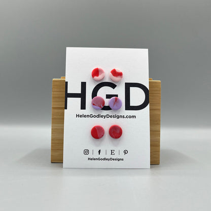 Polymer Clay Earring Studs – Marbled Round