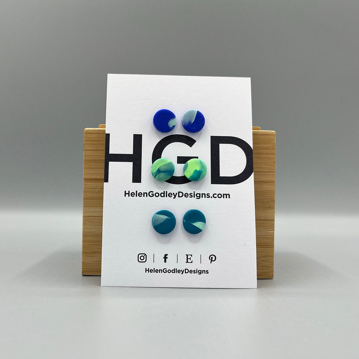 Polymer Clay Earring Studs – Marbled Round