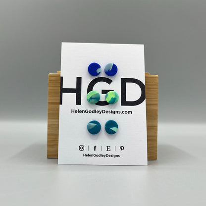 Polymer Clay Earring Studs – Marbled Round