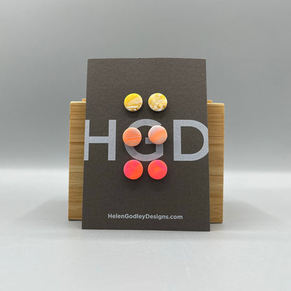 Polymer Clay Earring Studs – Marbled Round