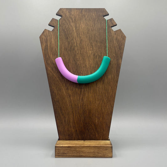 Polymer Clay Tubular Necklace – Lavender & Emerald