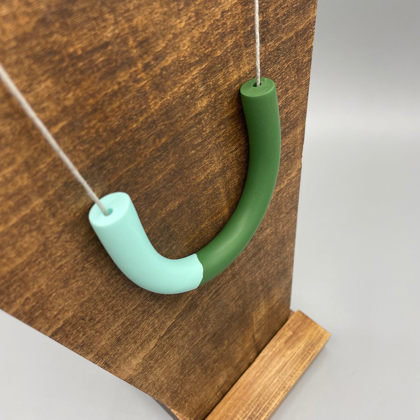 Polymer Clay Tubular Necklace – Mint & Khaki