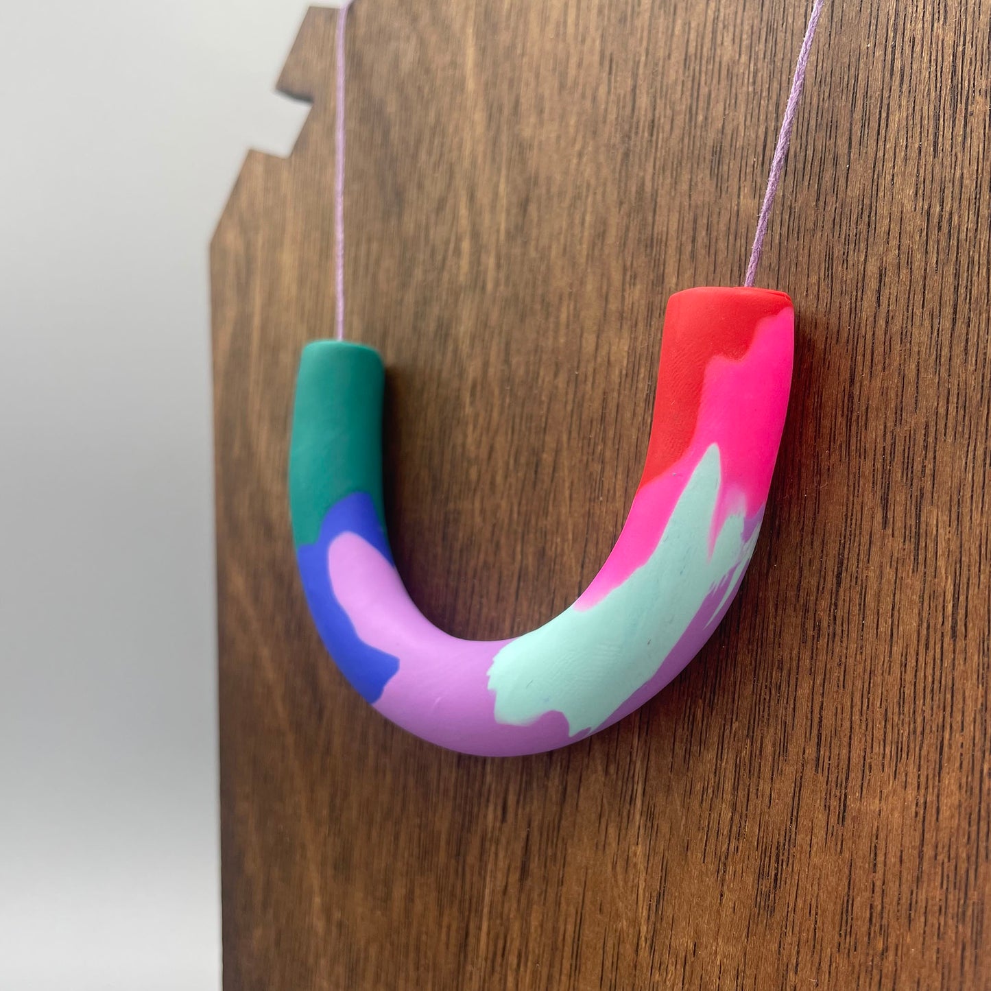 Polymer Clay Tubular Necklace – Rainbow