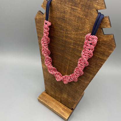 Paracord Macrame Necklace - Gingham Red